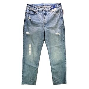 Old Navy Jeans Womens Size 14 Blue Extra High Rise Straight Distressed Denim NWT